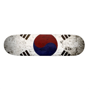 Svart GrungeSydkorea flagga Skateboard Bräda 19,5 Cm