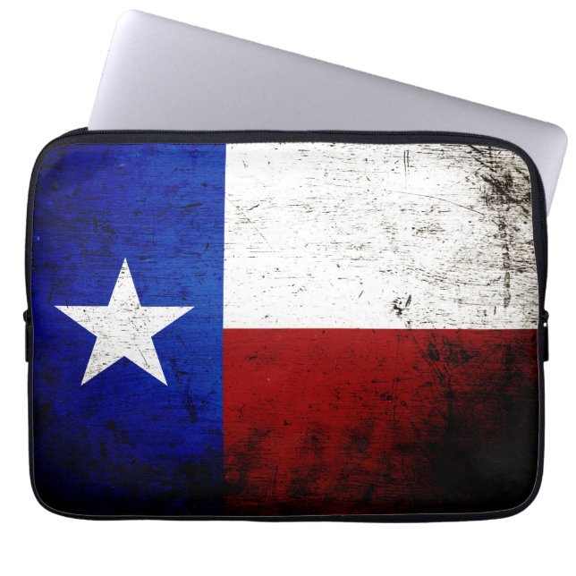Svart GrungeTexas statlig flagga Laptop Sleeve (Framsidan)