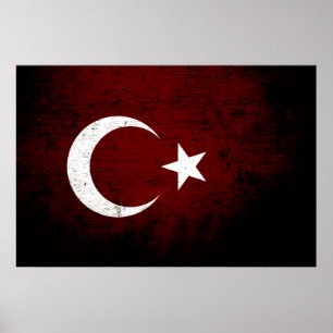 Svart GrungeTurkiet flagga Poster