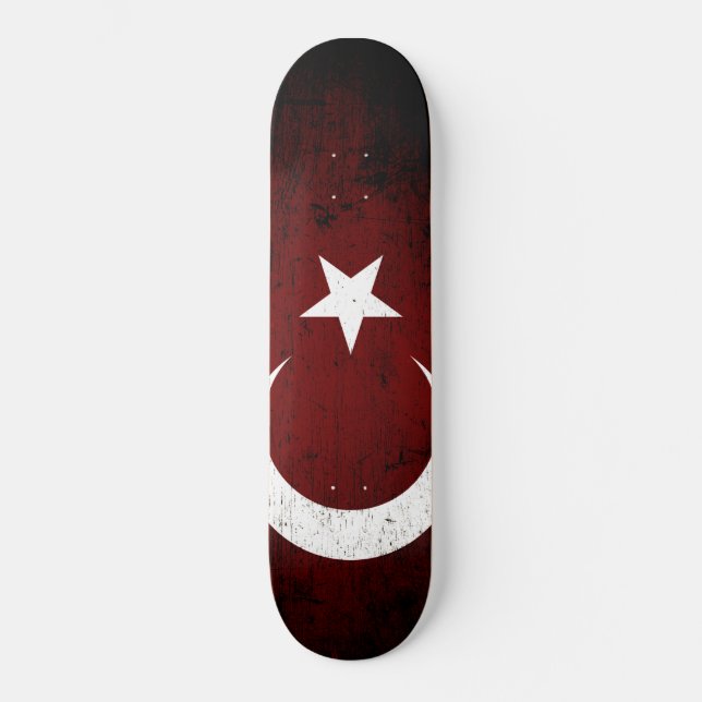 Svart GrungeTurkiet flagga Skateboard Bräda 20 Cm (Framsida)