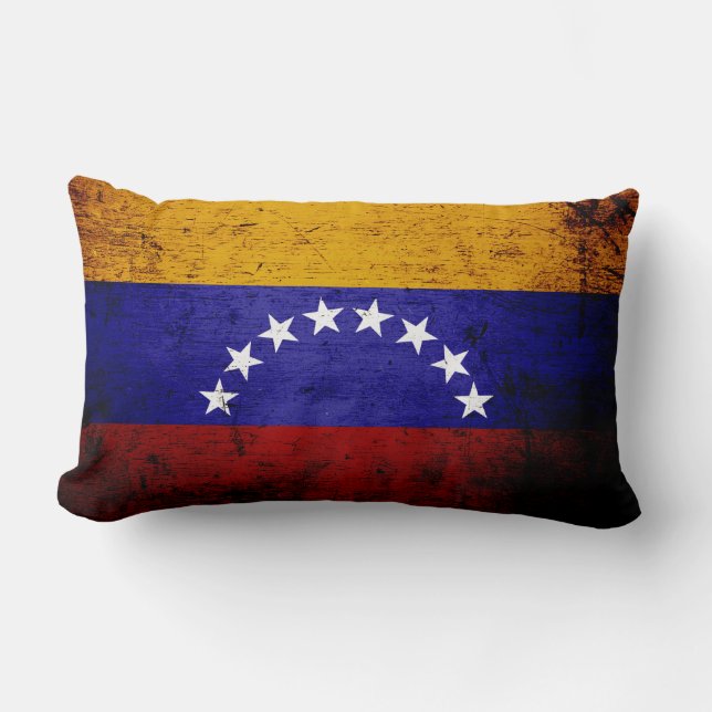 Svart GrungeVenezuela flagga Lumbarkudde (Framsida)