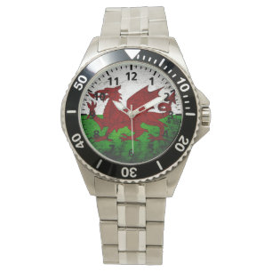 Svart GrungeWales flagga Armbandsur