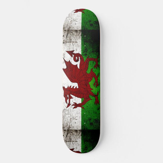Svart GrungeWales flagga Skateboard Bräda 21,5 Cm (Framsida)