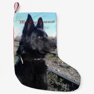 Svart GSD med tåg spårar Liten Julstrumpa