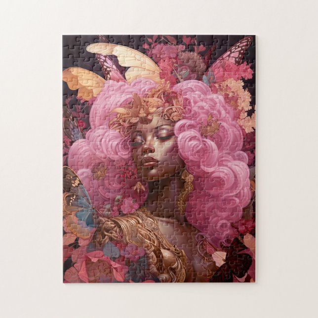 Svart gudinna i Rosa och Guld Pussel (Vertikal)