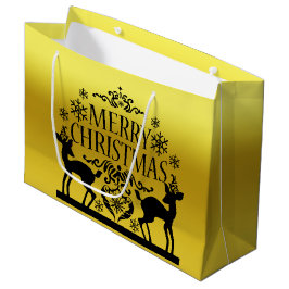 Svart Gul Guld God Jul Stor Presentpåse