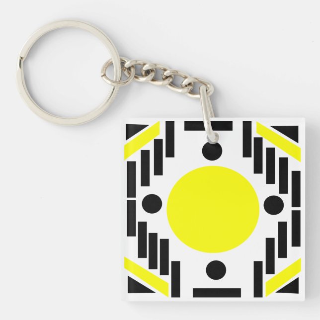 Svart Gul Modern Geometrisk Mandala Mönster (Framsidan)