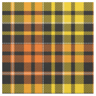 Svart Gul Orange Rutig Tartan Design  Tyg