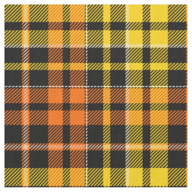 Svart Gul Orange Rutig Tartan Design  Tyg (Närbild)