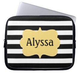 Svart gul randpersonliglaptop sleeve