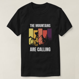 Svart Gul Retro Illustrativ Bergscitat  T Shirt