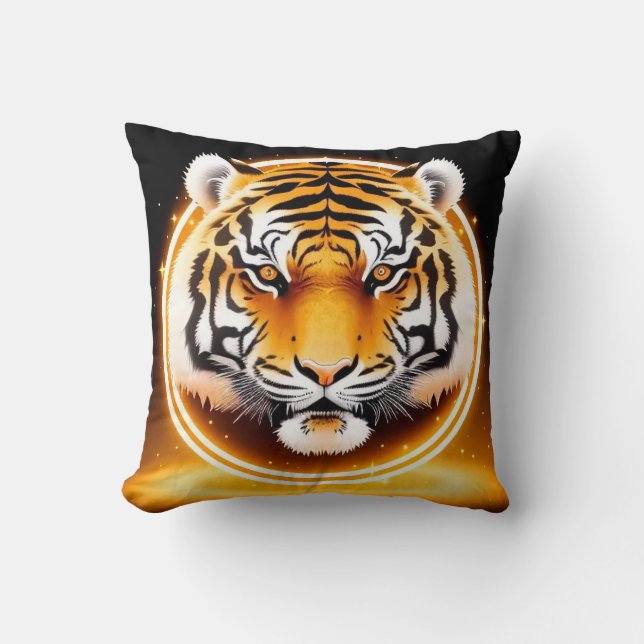 Svart Gul Tiger Ansikte För Modern Dekorativ Stil  Kudde (Framsida)