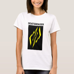 Svart Gul Vit Skateboardåkare T-Shirt