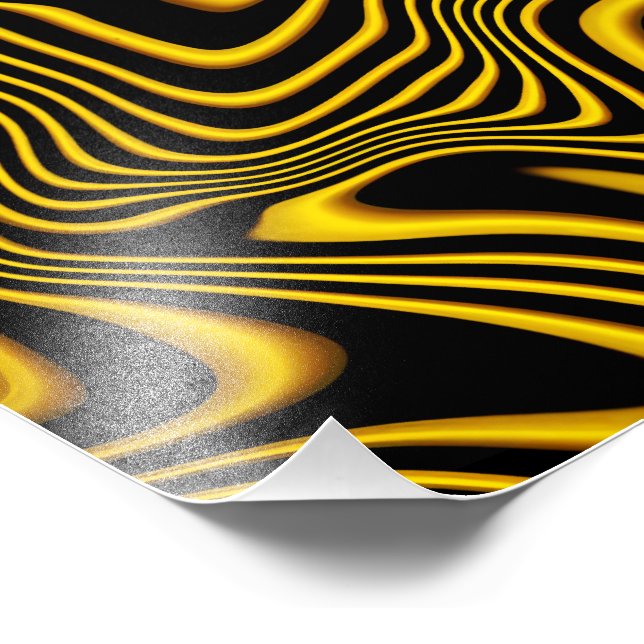 Svart Gula Guld Virvlar Textur Fototryck (Hörn)