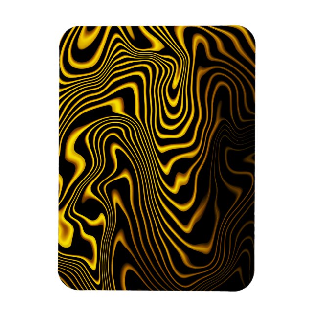 Svart Gula Guld Virvlar Textur Magnet (Vertikal)