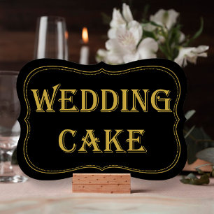 Svart & Guld 1920:s Gatsby Bröllop Cake Sign