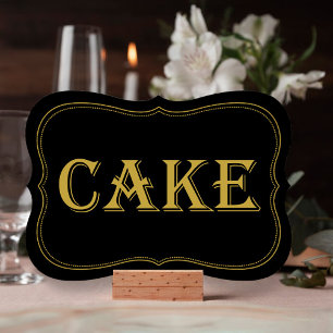 Svart & Guld 1920:s Gatsby Bröllop Cake Sign Inbjudningar