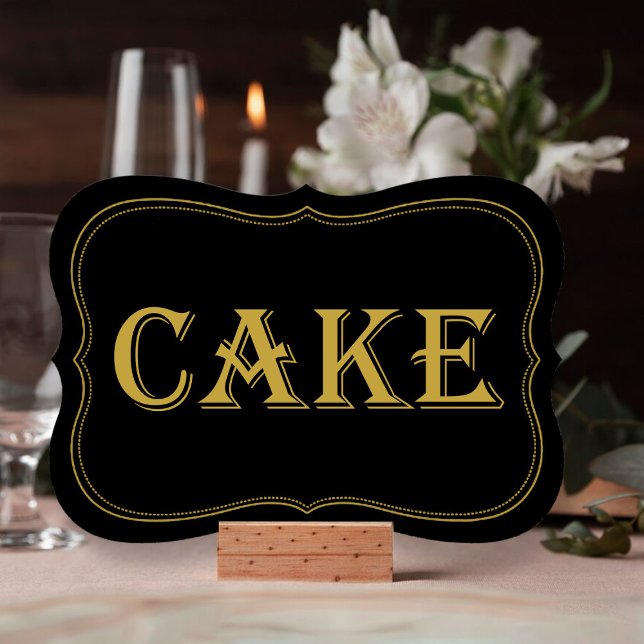 Svart & Guld 1920:s Gatsby Bröllop Cake Sign Inbjudningar (Skapare uppladdad)