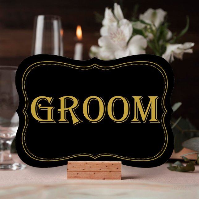 Svart & Guld 1920:s Gatsby Bröllop Groom-tecken Inbjudningar (Skapare uppladdad)