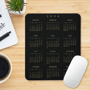 Svart Guld 2026 Heldig Kalender Hemmakontor Musmatta