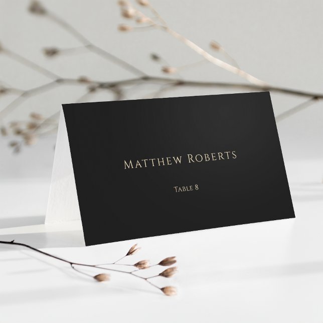 Svart & Guld 30-årsfest Placeringskort (Elegant Black & Gold 30th Birthday Party Place Card)
