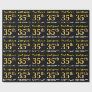 Svart guld- "35eFÖDELSEDAG " för efterföljd, Presentpapper
