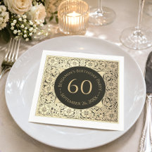 Svart Guld 60-års Födelsedag Elegant Vintage Blomm