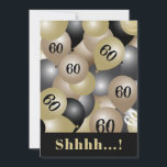 Svart Guld 60:e födelsedagsinbjudan till ballonger Inbjudningar<br><div class="desc">Under backe-valurnorna och guld kom en överraskningsinbjudan. Ålder och namn för den person som ska hedras.</div>