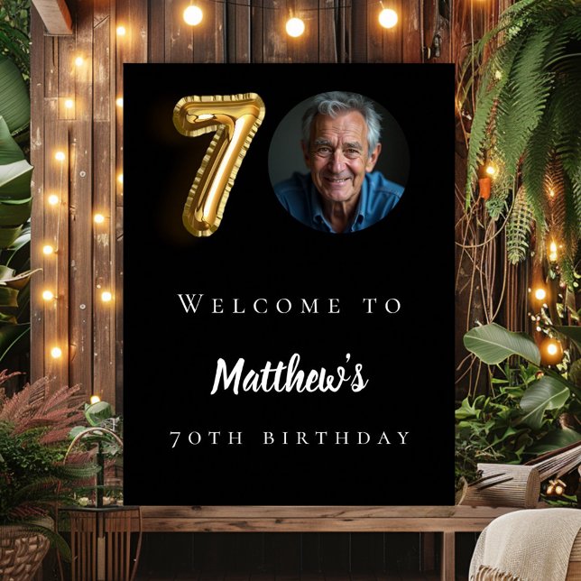 Svart guld 70:e fotofödelsedagsfesten välkomnas poster (Skapare uppladdad)