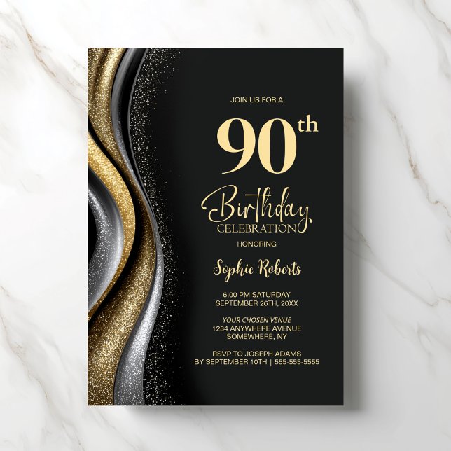 Svart Guld 90-årsfirande Inbjudningar (Skapare uppladdad)