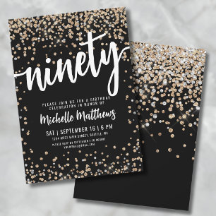 Svart guld 90:e födelsedagen inbjudningar