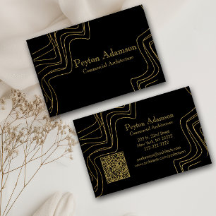 Svart/guld Abstract Architect/Template QR-kod Visitkort