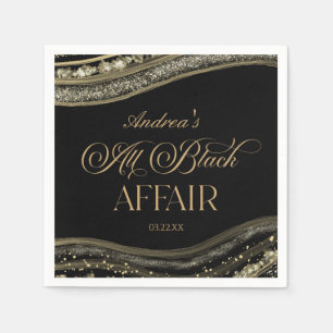 Svart Guld Agat Allt Svart Affär Födelsedagsfest Pappersservett