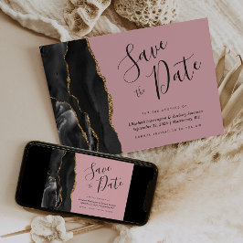Svart Guld Agat Rosa Spara Datum Kort