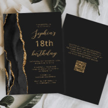 Svart Guld Agat Skrift Mörk QR-kod 18-årsdag