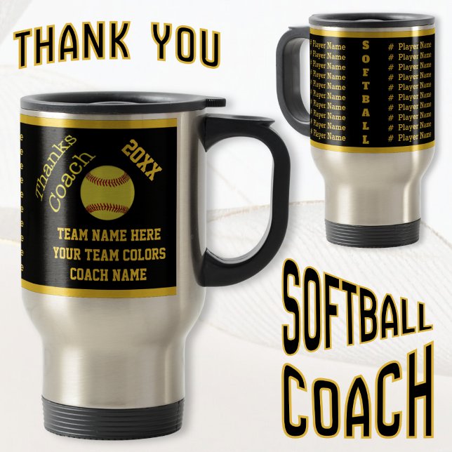 Svart guld all spelare känd mugg för (Good gifts for softball coaches. Personalized, softball coach mug. Gifts for Softball Coaches.)