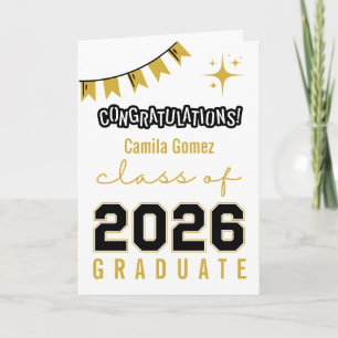 Svart & Guld Anpassad Meddelande Examens Kort