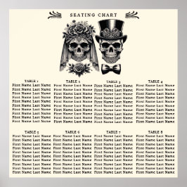 Svart Guld Antik Skelett Bröllopsstolar Poster