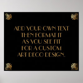 Svart Guld Art Deco Anpassad Gör-det-själv Bröllop Poster