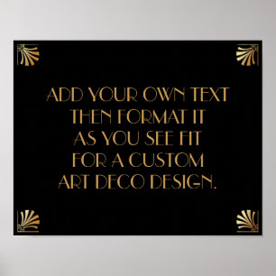 Svart Guld Art Deco Anpassad Gör-det-själv Bröllop Poster