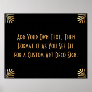 Svart Guld Art Deco Anpassad Gör-det-själv Bröllop Poster