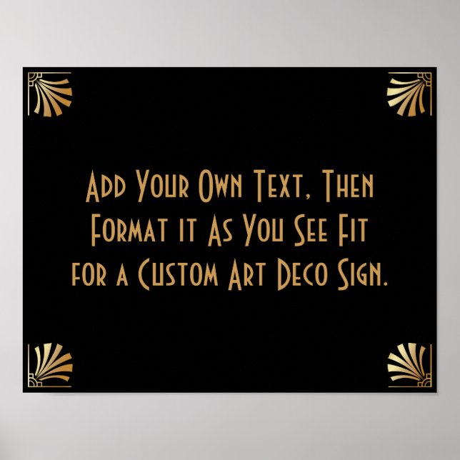 Svart Guld Art Deco Anpassad Gör-det-själv Bröllop Poster (Framsidan)