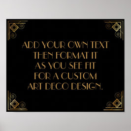 Svart Guld Art Deco Anpassad Gör-det-själv Bröllop Poster