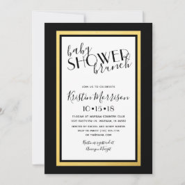 Svart & Guld Art Deco Baby Shower-inbjudan Inbjudningar