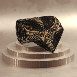 Svart & Guld Art Deco Bead: Nytt år/1920-tal party Slips