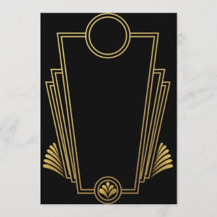Svart Guld Art Deco Inbjudan