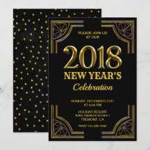 Svart guld- art déco party för 2018 nyårsafton