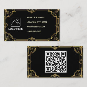 Svart Guld Art Deco QR-kod AffärsKort Visitkort
