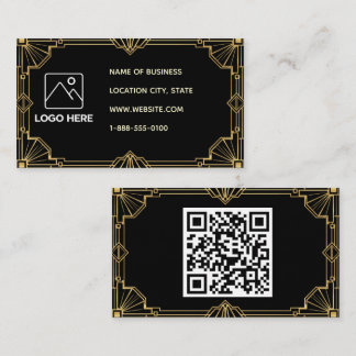 Svart Guld Art Deco QR-kod AffärsKort Visitkort