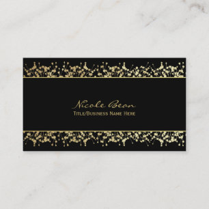 Svart & Guld Babys Breath Blommig AffärsKort Visitkort